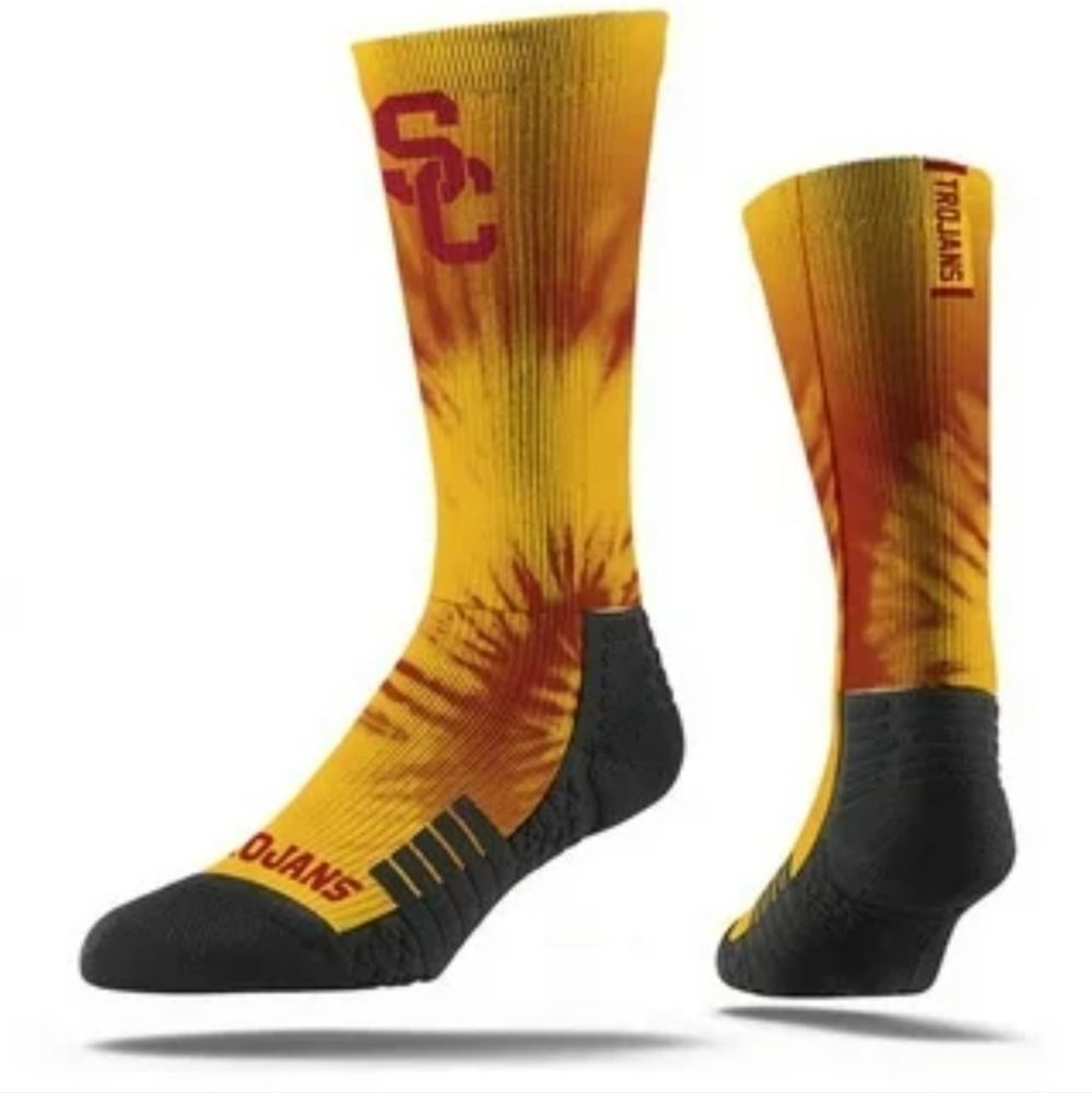 Men's Strideline USC Trojans Tye Dye Crew Socks.new